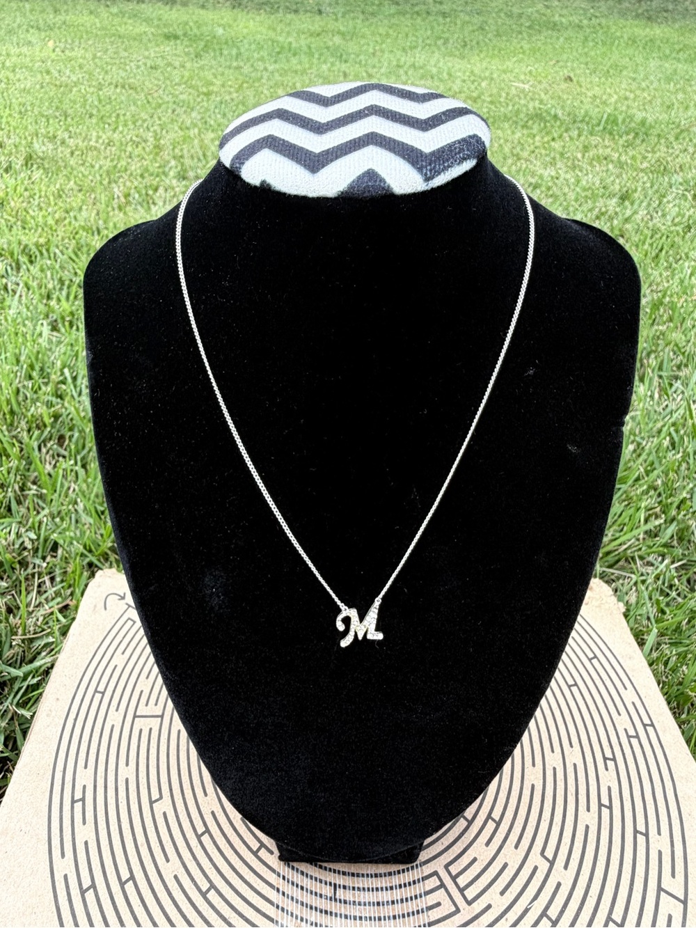 925 Sterling Silver 'M' Initial Necklace in Silver